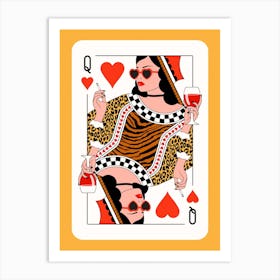 Queen Of Hearts Gold Leopard - Red Wine and Cigarettes - Art Print