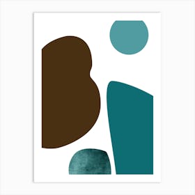 Teal and Brown Abstract Shapes Art Art Print