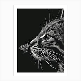 Cat With A Butterfly Art Print