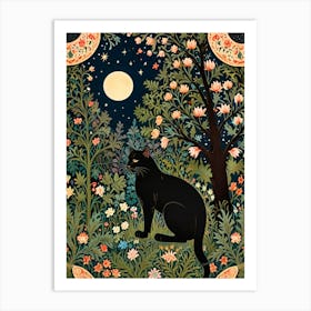 William Morris Black Cat In The Moonlight 19 Art Print