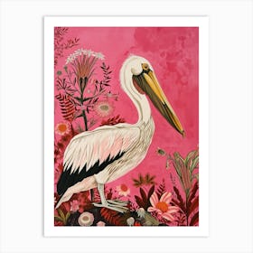 Floral Animal Painting Pelican 1 Art Print