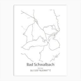 Bad Schwalbach,Germany Minimalist Map Art Print