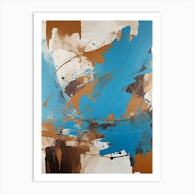 Abstract Painting In Dark Blue Brown White Colors Art Print