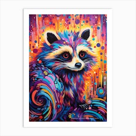 A Tanezumi Raccoon Vibrant Paint Splash 2 Art Print