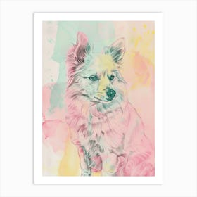 Pastel Spitz Dog Pastel Line Illustration  3 Art Print