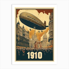 Aihrgdesign A Vintage Poster Of An Early Airship Soaring Abov 2b7180b3 024c 4c01 96bd 9700a1eba1ed 3 Art Print