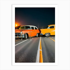Two Classic Cars On The Road 1 Art Print