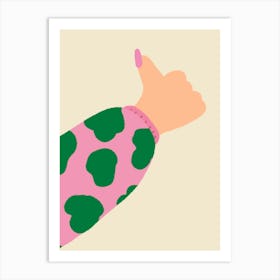 Thumbs Up Girly Cute Hand Drawn Illustrated Art Art Print