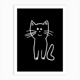 Monochrome Sketch Cat Line Drawing 5 Art Print