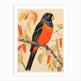 Lorikeet, Woodblock Animal Drawing 3 Art Print