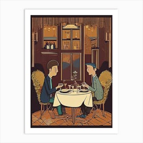 Two Men At A Restaurant Art Print