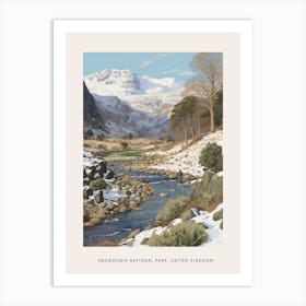 Vintage Winter Poster Snowdonia National Park United Kingdom 3 Art Print