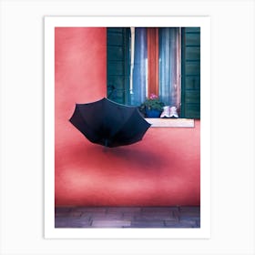 Umbrella & Window Burano Art Print