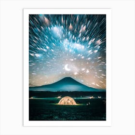 Mount Fuji Campground Comets Art Print