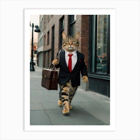 Cat In Business Suit 1 Art Print