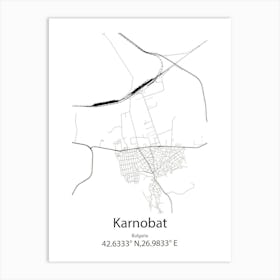 Karnobat,Bulgaria Minimalist Map Art Print