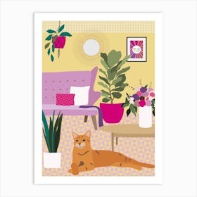 Boho Ginger Cat Art Print