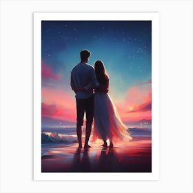 Couple At The Beach Art Print