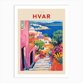 Hvar Croatia 3 Fauvist Travel Poster Art Print