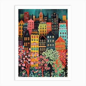 Kitsch Colourful Cityscape Patterns 2 Art Print