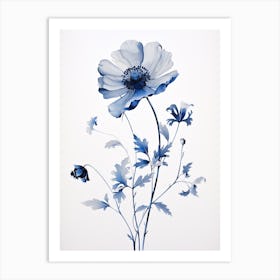 Pressed Flower Botanical Art Blue Flower Art Print