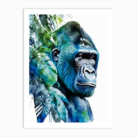 Gorilla In Jungle Gorillas Mosaic Watercolour 1 Art Print