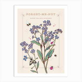 Forget Me Not On Cream Art Print