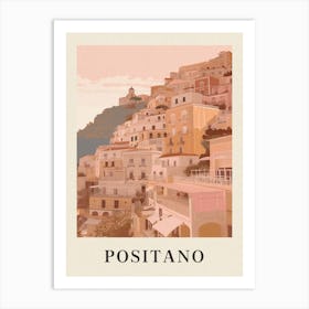 Positano Vintage Pink Italy Poster Art Print