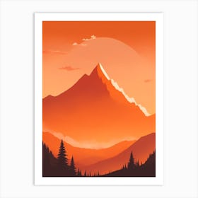 Misty Mountains Vertical Composition In Orange Tone 201 Art Print