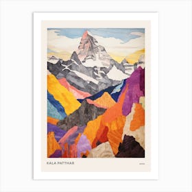 Kala Patthar Nepal 2 Colourful Mountain Illustration Poster Art Print