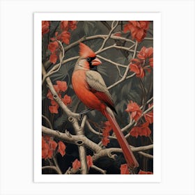 Dark And Moody Botanical Cardinal 1 Art Print