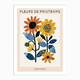 Spring Floral French Poster  Sunflower 1 Art Print