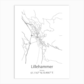 Lillehammer,Norway Minimalist Map Art Print