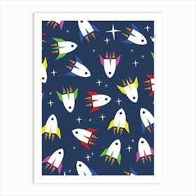 Space Rockets Pattern 1 Art Print