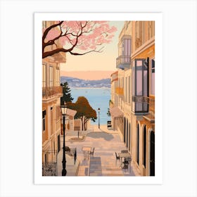 Split Croatia 2 Vintage Pink Travel Illustration Art Print