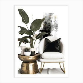 Gold And Black Living Room 1 Art Print