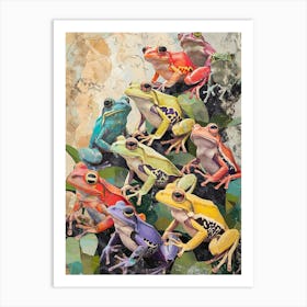 Kitsch Rainbow Frogs 4 Art Print