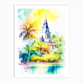 Mauritius Mauritius Watercolour Pastel Tropical Destination Art Print