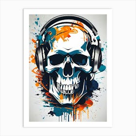 Skull With Headphones 129 Art Print