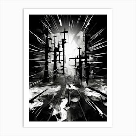 Threshold Abstract Black And White 3 Art Print