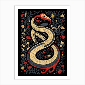 Floral Folk Serpent 5 Art Print