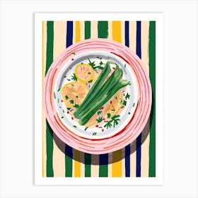 A Plate Of Asparagus, Top View Food Illustration 2 Art Print