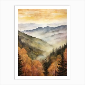 Autumn Forest Landscape The Great Smoky Mountains Art Print