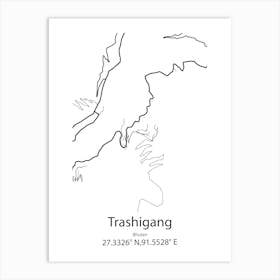 Trashigang,Bhutan Minimalist Map Art Print