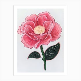 Minimalistisch pinke Rose Malerei Mit Leichter Struktur Art Print