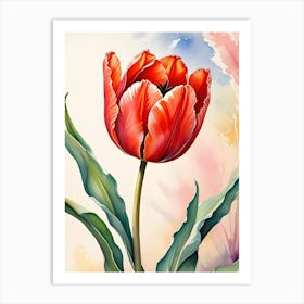 Blossoming Dreams of Spring A Tulip Watercolor Painting 2 Art Print