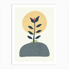 Minimalist Abstract Plant Illustration - Retro Floral Art Art Print