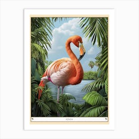Greater Flamingo Kenya Tropical Illustration 3 Poster Art Print