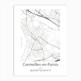 Cormeilles En Parisis,France Minimalist Map Art Print