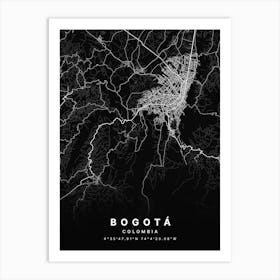 Bogota Colombia Black Map Art Print